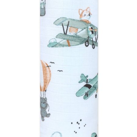 Marlinis vystyklas 70x80cm spalvotas "Lėktuvėliai", margas