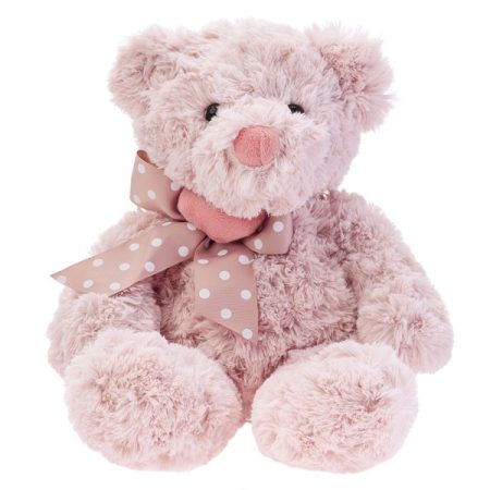 Meškutis Maurizio su kaspinu 38 cm, rausvas